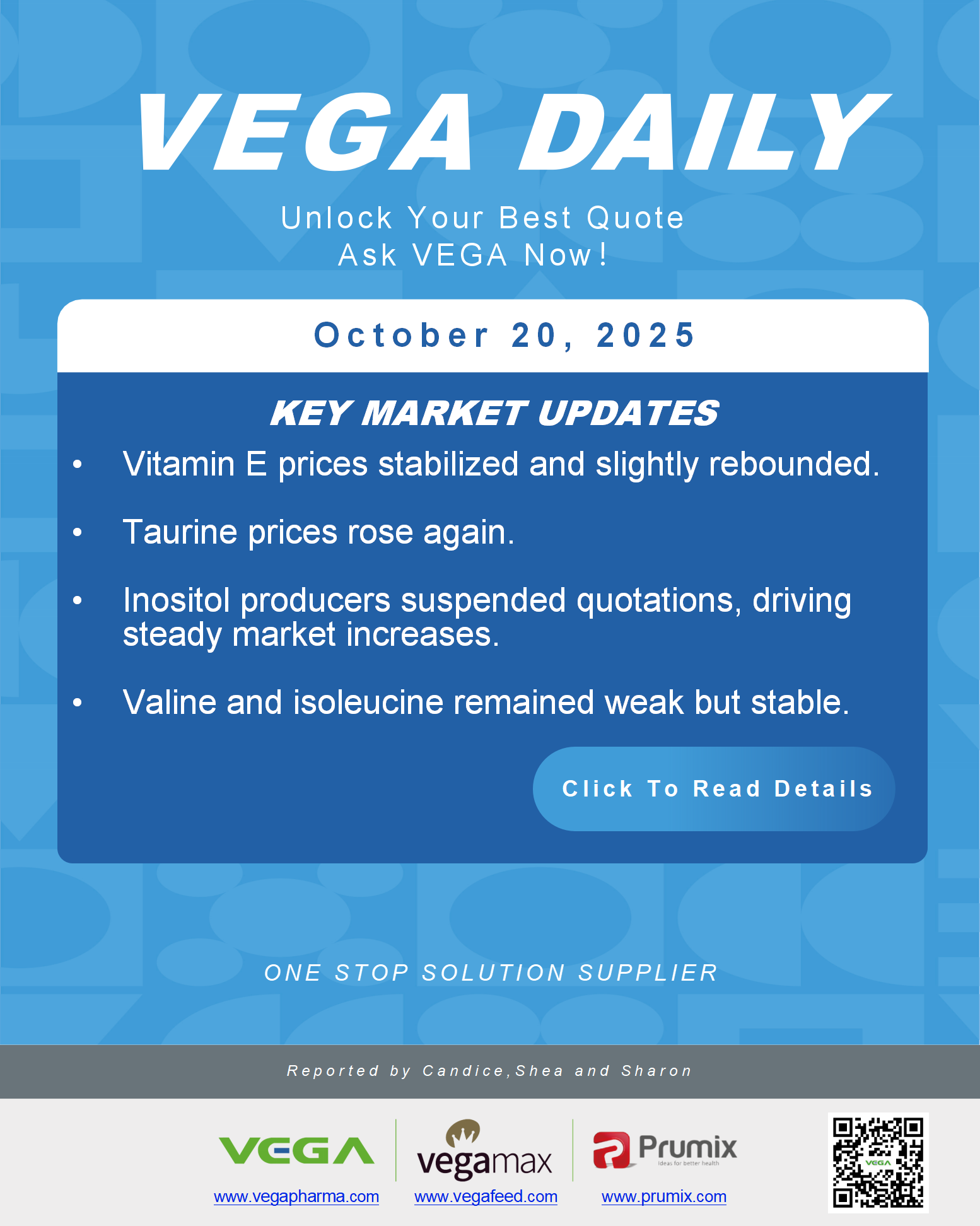 VEGA Daily Dated on October 20th 2025 Vitamin Amino Acid APl Food Additives.png VEGA Daily Dated on October 20th 2025 Vitamin Amino Acid APl Food Additives.png